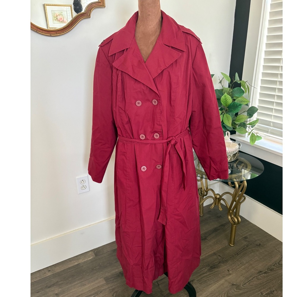 Vintage Blair Burgundy Red‎ Trench Coat with Removable Liner Made in USA
